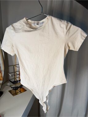 BOA Cream  Short-Sleeve Bodysuit Top - Women